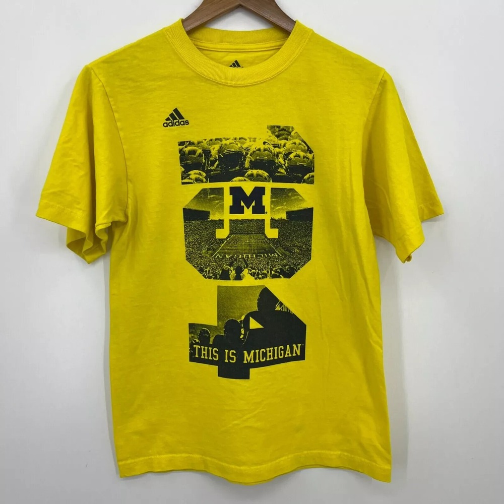 Adidas Michigan Wolverines Mens Yellow 2013 Football Schedule T-Shirt Small